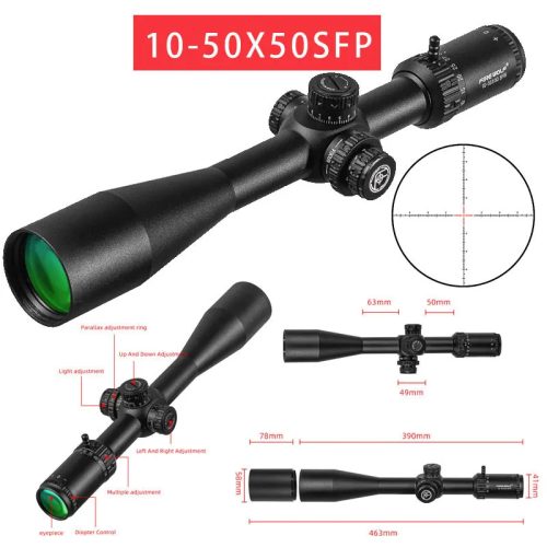 10-50X50 SFIR Hunting Scope Glass Red Illumination Reticle Side Parallax Turret Lock Reset