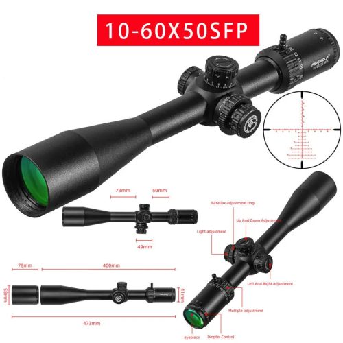 10-60X50 SFIR Hunting Scope Glass Red Illumination Reticle Side Parallax Turret Lock Reset